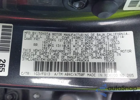 2014 Toyota Tacoma Base V6 from USA, damaged, VIN 3TMLU4EN1EM148269